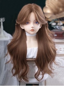 Zhaohe Series Korean Caramel Warm Brown Elegant Mid Split Bangs Natural Sweet Lolita Long Large Curly Wig