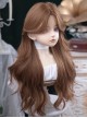 Zhaohe Series Korean Caramel Warm Brown Elegant Mid Split Bangs Natural Sweet Lolita Long Large Curly Wig