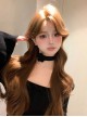 Zhaohe Series Korean Caramel Warm Brown Elegant Mid Split Bangs Natural Sweet Lolita Long Large Curly Wig