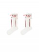 Cute Versatile Daily Soft Cotton Milk White Lace Bowknot Ribbon Sweet Lolita Mid Calf Socks