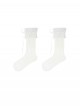 Cute Versatile Daily Soft Cotton Milk White Lace Bowknot Ribbon Sweet Lolita Mid Calf Socks