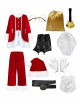 Original Christmas Series Halloween Cosplay Christmas Santa Claus Red Velvet White Plush Golden Trim Costume Full Set