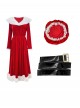 Original Christmas Series Halloween Cosplay Red Velvet Christmas Holiday Party Dress Costume Round Hat Belt Set