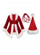 Original Christmas Series Halloween Cosplay Red Christmas Long Sleeve Red Tie Up Dress Costume Ribbon Hat Set