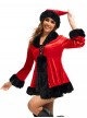 Original Christmas Series Halloween Cosplay Red Christmas Long Sleeve Red Tie Up Dress Costume Ribbon Hat Set