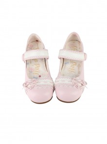 Nostalgic Heart Knot Series Cute Bowknot Lace Heart Shape Buckle Round Toe Sweet Lolita Flat Shoes