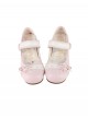 Nostalgic Heart Knot Series Cute Bowknot Lace Heart Shape Buckle Round Toe Sweet Lolita Flat Shoes