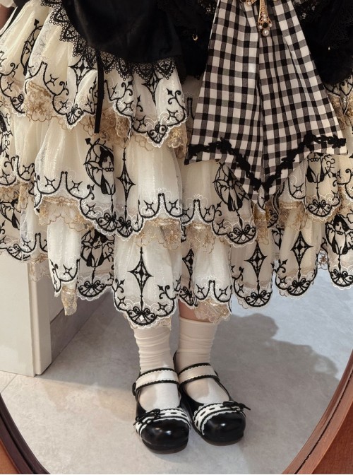 Nostalgic Heart Knot Series Cute Bowknot Lace Heart Shape Buckle Round Toe Sweet Lolita Flat Shoes