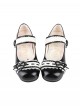 Nostalgic Heart Knot Series Cute Bowknot Lace Heart Shape Buckle Round Toe Sweet Lolita Flat Shoes