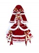 Christmas Symphony Series Red Velvet Reindeer Antlers Bowknot Bell Lace Decorations Plush Trim Sweet Lolita Sleeveless Dress Top Cape Set