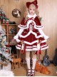 Christmas Symphony Series Red Velvet Reindeer Antlers Bowknot Bell Lace Decorations Plush Trim Sweet Lolita Sleeveless Dress Top Cape Set