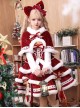 Christmas Symphony Series Red Velvet Reindeer Antlers Bowknot Bell Lace Decorations Plush Trim Sweet Lolita Sleeveless Dress Top Cape Set