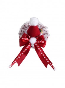 Cute Plush Pom Pom Christmas Snowflake Bowknot Lace Gold Bell Decoration Sweet Lolita Mini Top Hat