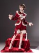 Black Tea Pancake Series Retro Christmas Red Velvet Bowknot Lace Ruffle Prince Style Ouji Fashion Long Sleeve Coat Belt Shirt Shorts Set