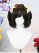 Iris Dream Series Cute Black Tea Daily All Match Air Bangs Sweet Lolita Short Straight Hair Wig