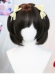 Iris Dream Series Cute Black Tea Daily All Match Air Bangs Sweet Lolita Short Straight Hair Wig