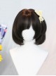 Iris Dream Series Cute Black Tea Daily All Match Air Bangs Sweet Lolita Short Straight Hair Wig