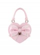 Vintage Sweetheart Series Cute Bowknot Lace Decoration Pearl Metal Tag Sweet Lolita Heart Shape Handbag