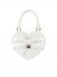Vintage Sweetheart Series Cute Bowknot Lace Decoration Pearl Metal Tag Sweet Lolita Heart Shape Handbag