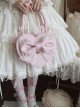 Vintage Sweetheart Series Cute Bowknot Lace Decoration Pearl Metal Tag Sweet Lolita Heart Shape Handbag