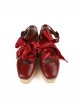 Lace Up Doll Series Elegant Lace Up Exquisite Platform Square Toe Buckle Doll Wood Grain Sole Sweet Lolita Shoes