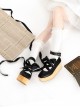 Lace Up Doll Series Elegant Lace Up Exquisite Platform Square Toe Buckle Doll Wood Grain Sole Sweet Lolita Shoes