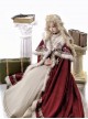 Royal Coronation Series Luxurious Red Exquisite Winter Christmas Plush Trim Golden Embroidered Tassels Chain Gemstone Classic Lolita Long Cloak