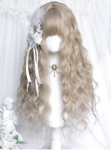 Lily Of The Valley Girl Series Light Linen Beige Mori Girl Style Wool Curl Straight Bangs Classic Lolita Long Curls Wig