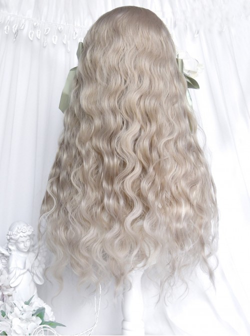 Lily Of The Valley Girl Series Light Linen Beige Mori Girl Style Wool Curl Straight Bangs Classic Lolita Long Curls Wig