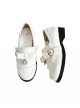 Nursery Rhyme Series Exquisite Bowknot Rhinestone Lace Decoration Japanese Style Loafers Sweet Lolita Platform Low Heel Leather Shoes