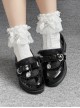 Nursery Rhyme Series Exquisite Bowknot Rhinestone Lace Decoration Japanese Style Loafers Sweet Lolita Platform Low Heel Leather Shoes