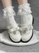 Nursery Rhyme Series Exquisite Bowknot Rhinestone Lace Decoration Japanese Style Loafers Sweet Lolita Platform Low Heel Leather Shoes