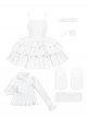 White Chocolate Series Pure White Christmas Winter Multi-Layer Hem Sweet Lolita Sleeveless Dress Bowknot Belt Headband Undershirt Leg Covers Set