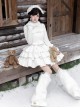 White Chocolate Series Pure White Christmas Winter Multi-Layer Hem Sweet Lolita Sleeveless Dress Bowknot Belt Headband Undershirt Leg Covers Set