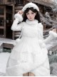 White Chocolate Series Christmas Winter Pure White Irregular Fluffy Plush Removable Pom Bowknot Decoration Sweet Lolita Overskirt