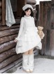 White Chocolate Series Christmas Winter Pure White Irregular Fluffy Plush Removable Pom Bowknot Decoration Sweet Lolita Overskirt
