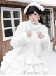 White Chocolate Series Elegant Noble Young Lady Christmas Winter Pure White Fluffy Plush Pom Decoration Sweet Lolita Coat