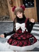 Snow Night Wish Series Red Black Plaid Christmas Winter Pom Decoration Fluffy Plush Sweet Lolita Sleeveless Dress Large Bowknot Brooch Set
