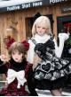 Snow Night Wish Series Christmas Retro Cool Black White Plaid Pom Decoration Fluffy Plush Sweet Lolita Sleeveless Dress Large Bowknot Brooch Set