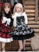 Snow Night Wish Series Christmas Retro Cool Black White Plaid Pom Decoration Fluffy Plush Sweet Lolita Sleeveless Dress Large Bowknot Brooch Set