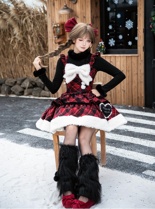 White Chocolate Series Fluffy Plush High Neck Design Bowknot Ruffle Sweet Lolita Long Sleeve Inner Undershirt