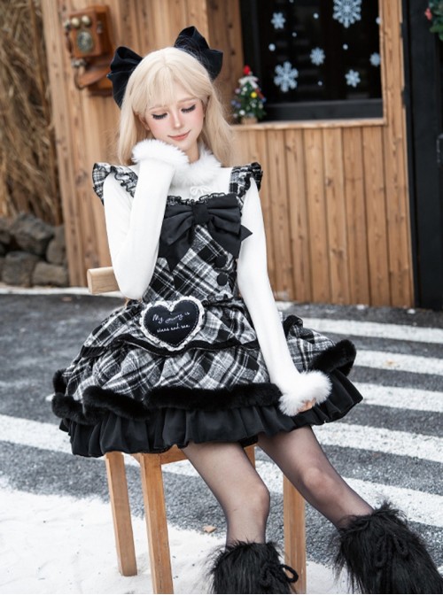 White Chocolate Series Fluffy Plush High Neck Design Bowknot Ruffle Sweet Lolita Long Sleeve Inner Undershirt