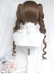 Oil Painting Style Series Retro Linen Brown Cute Girl Sweet Lolita Roman Curls Twin Ponytail Short Hair Wig