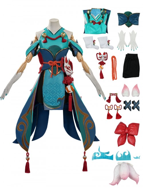 Game Overwatch Halloween Cosplay Kiriko Inari Divine Fox Costume Set