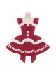 Little Wish Series Red Christmas Princess Bowknot Lace White Pom Pom Decoration Ruffle Sweet Lolita Sleeveless Dress