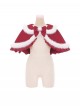 Little Wish Series Christmas Princess Red Bowknot Fluffy White Pom Pom Decoration Sweet Lolita Short Cape