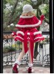Little Wish Series Christmas Princess Red Bowknot Fluffy White Pom Pom Decoration Sweet Lolita Short Cape