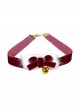 Christmas All Match Red Velvet Mink Plush Golden Bells Bowknot Decoration Sweet Lolita Necklac Choker