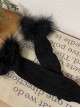 Millennial Y2K Spice Subculture Fluffy White Feather Trim Warm Cable Sweet Lolita Knit Sleeves