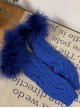 Millennial Y2K Spice Subculture Fluffy White Feather Trim Warm Cable Sweet Lolita Knit Sleeves